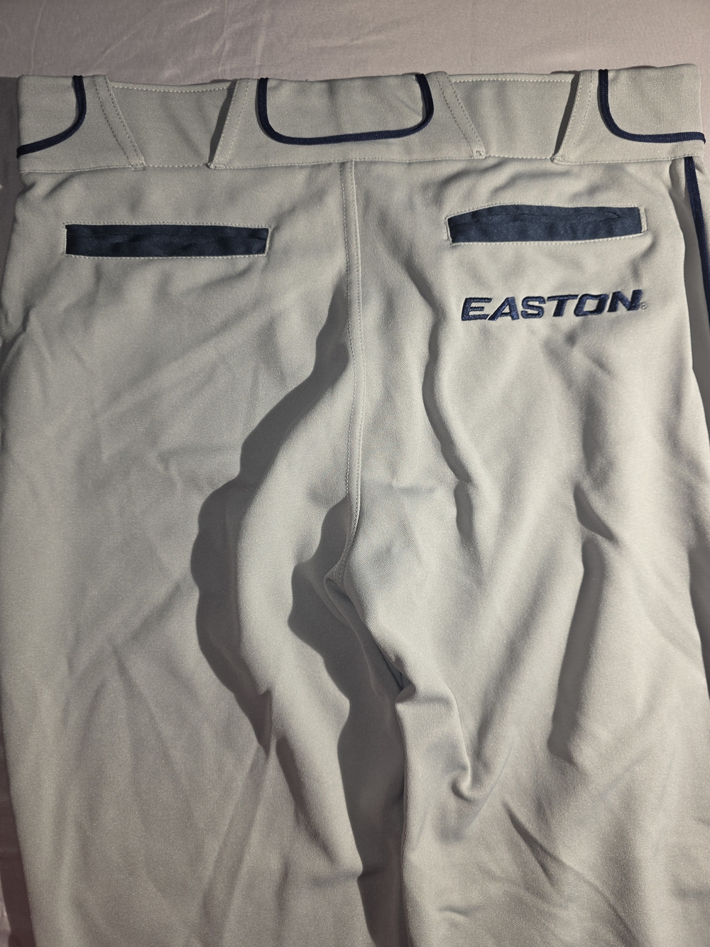 Easton Light Gray Baseball Pants with Navy Accents